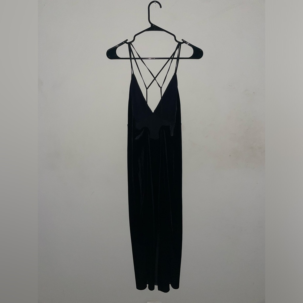 Sultry Sunset + Spring Siren Black Velvet High Low Dress!